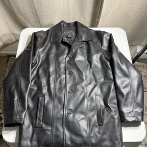 Men’s Whispering Smith London Black Faux Leather Polyurethane Jacket Size XL